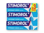 Tre pakker Stimorol pebermynte tyggegummi.