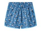 Blue women's shorts with a Stitch pattern, moons, and stars.