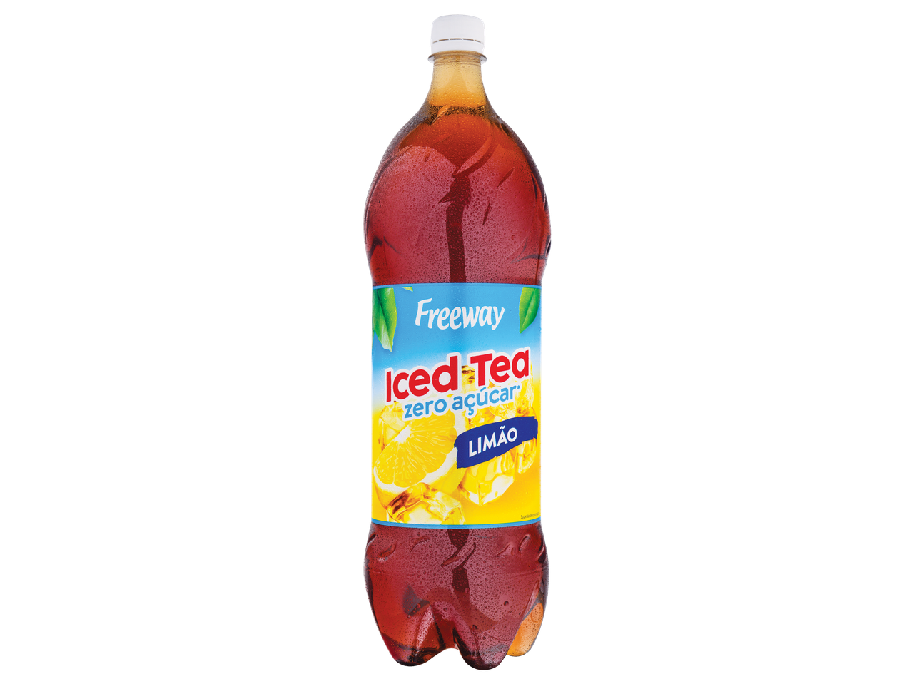Garrafa de Freeway Iced-Tea zero açúcar com sabor de limão.