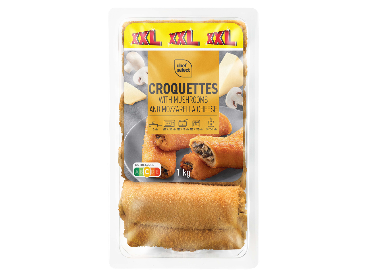 Gombás és mozzarellás krokett 1 kg-os XXL kiszerelésben.