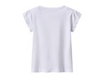 A plain white girls' t-shirt with short sleeves.