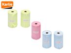 Karlie brand dog waste bags in pastel colors.