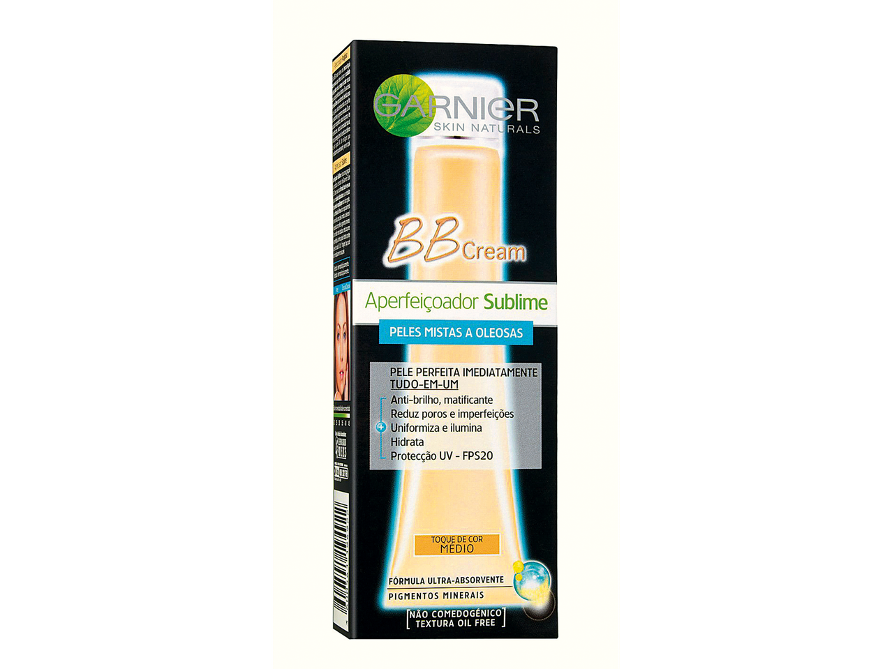 Creme BB Garnier SPF 20, para pele mista a oleosa.