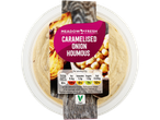 Meadow Fresh caramelised onion houmous: vegan, in a container.