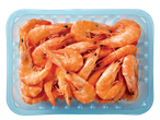 Bandeja de camarão fresco.