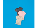 Lupilu Kids' T-Shirts: grey, pink, and beige with heart print.