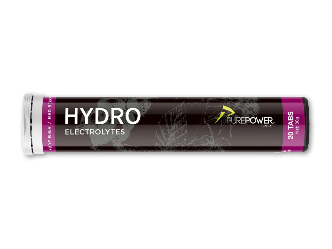 Purepower Hydro elektrolyttabletter med smag af røde bær.