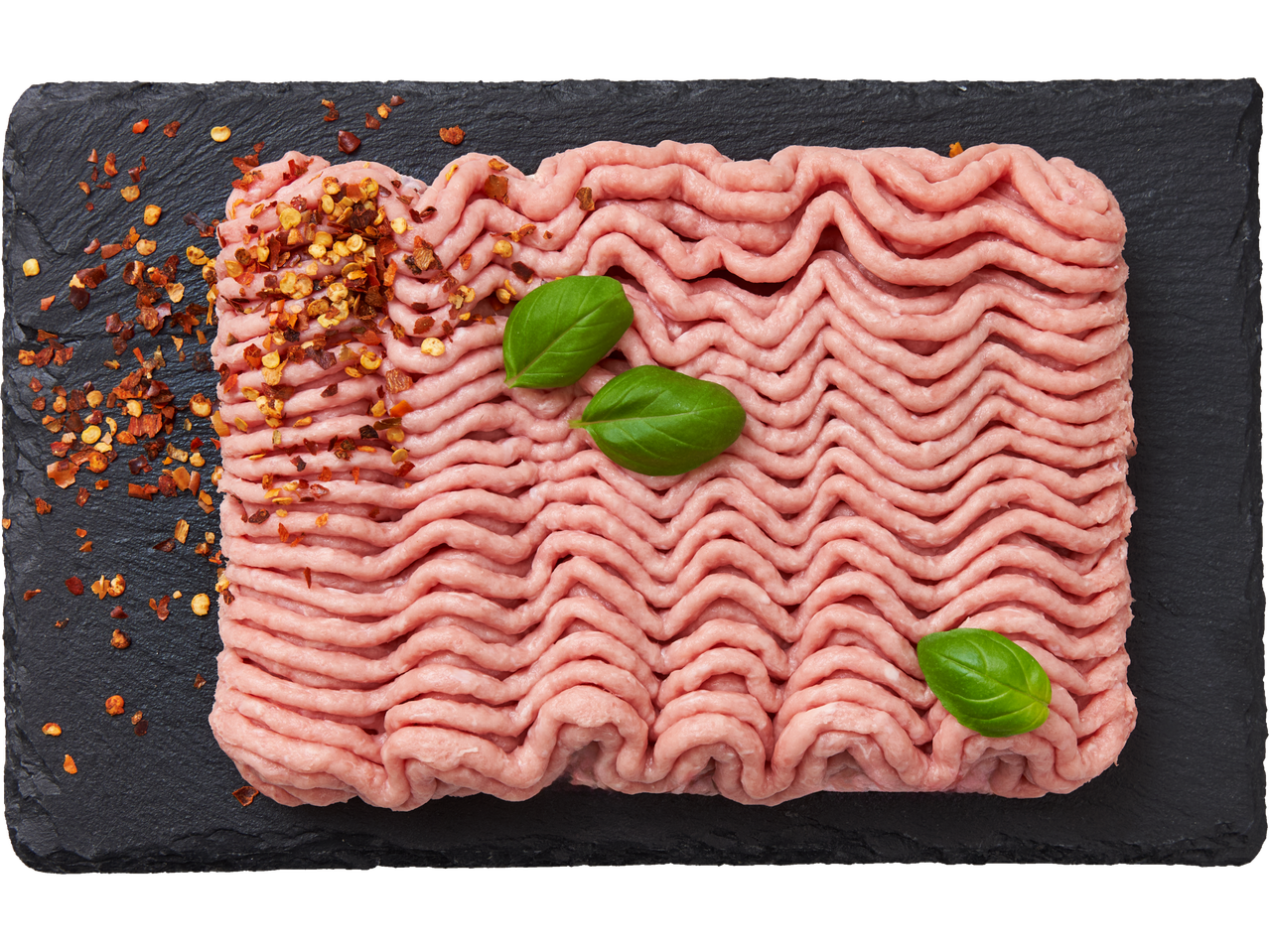 Hakkliha, tšillihelbed ja basiilik.