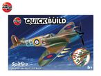 Model kit box for a Spitfire airplane, with text 'Quick Build' and 'No Glue - No Paint - Just Build!'