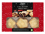 Deluxe 6 All Butter Mince Pies with festive packaging and a serving suggestion.