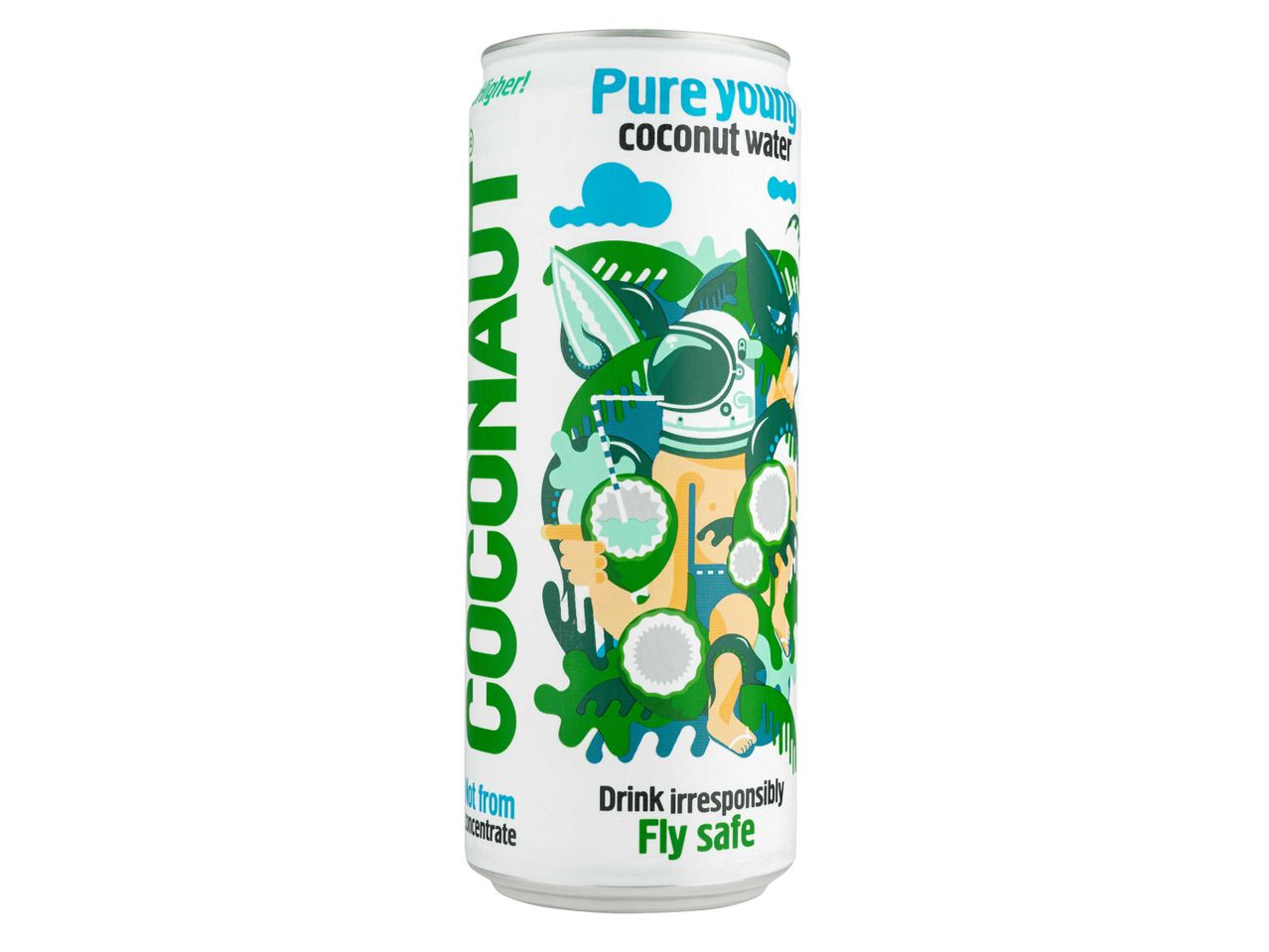 Egy Coconaut márkájú, Pure Young kókuszvíz doboz.