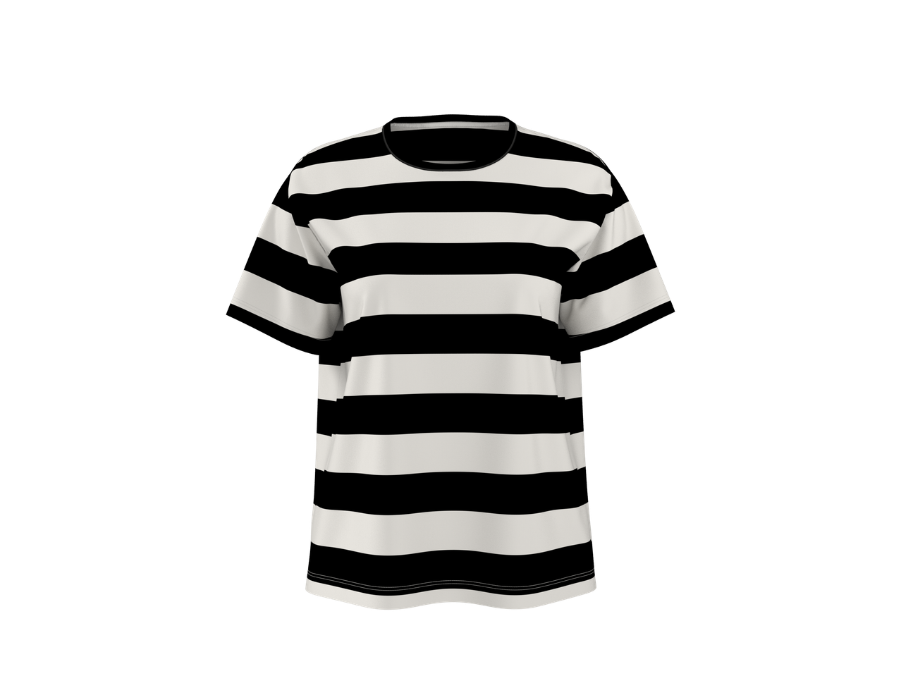 ESMARA fekete-fehér csíkos rövid ujjú póló, biopamutból készült.