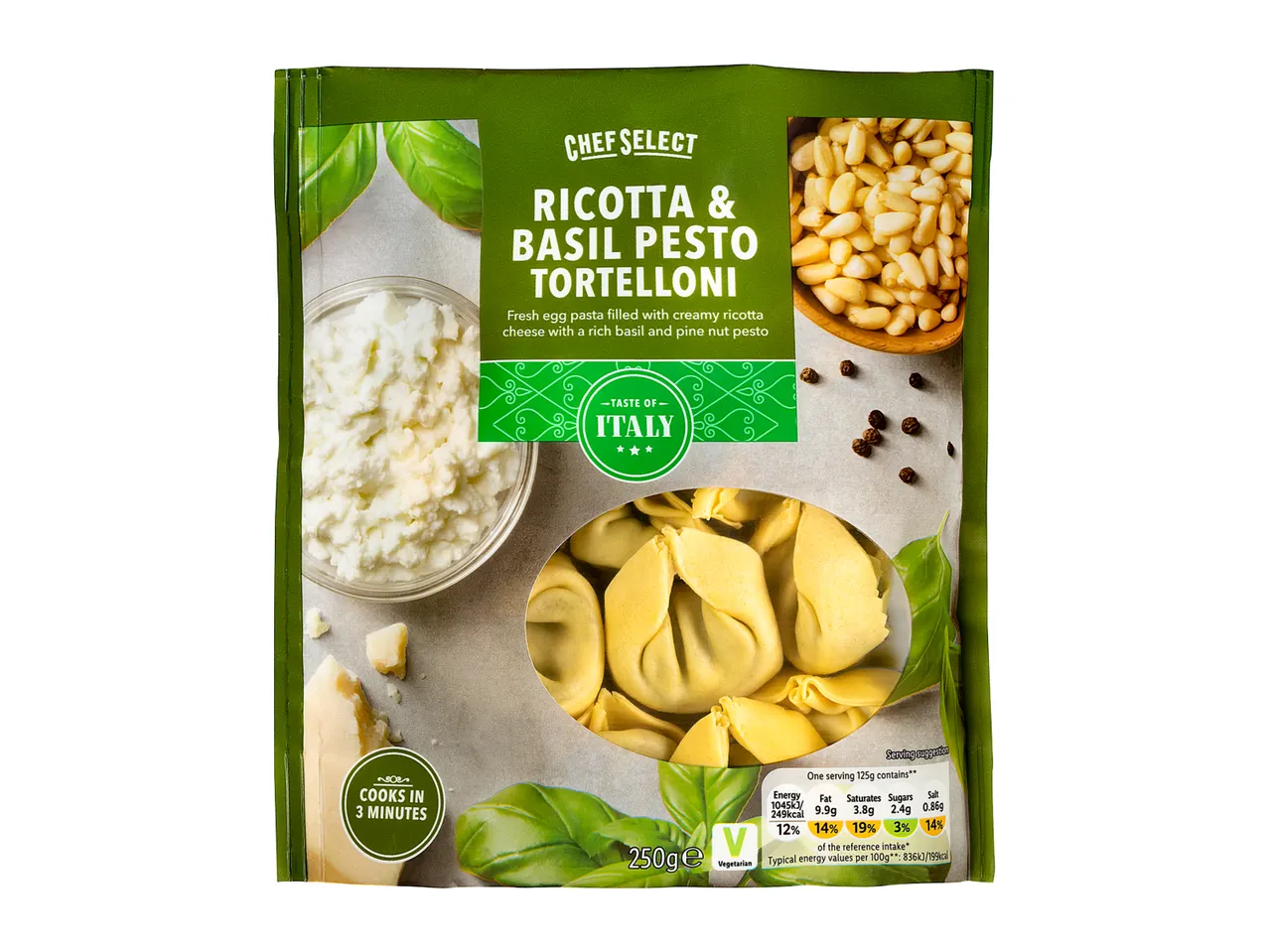 Chef Select: Ricotta & Basil Pesto Tortelloni, Taste of Italy.