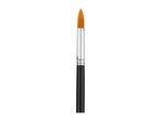 A single, round-tipped paint brush with orange bristles, a silver ferrule, and a black handle.