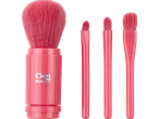 Conjunto de pincéis Cien Beauty: um pincel grande e três pincéis pequenos cor-de-rosa.