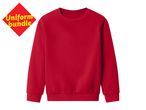 Red crewneck sweatshirt with a red diamond graphic that says 'Uniform bundle' in yellow text.