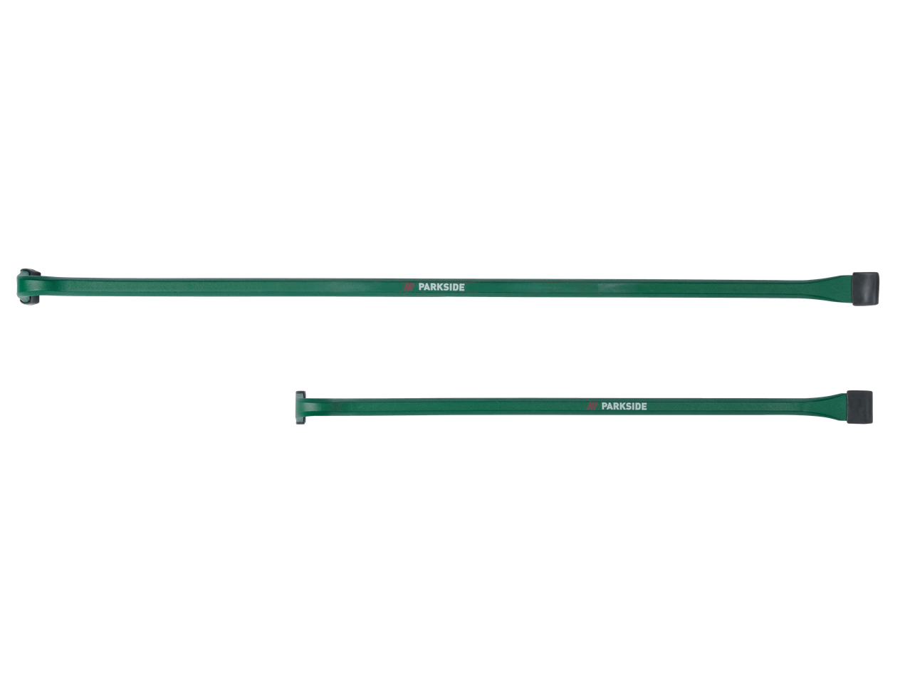 Parkside® Crow / Pry Bar Set, two green pry bars of different lengths.