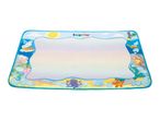 An aqua doodle mat with an underwater theme, featuring sea creatures and a sun.