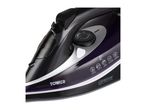 A black Tefal steam iron with a silver control dial.