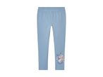 Light blue girls' leggings with floral embroidery.