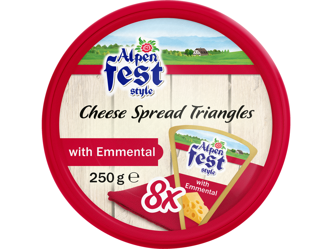 Alpenfest smeltkaas driehoekjes met Emmentaler, 250g.