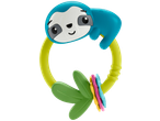 Fisher-Price sloth rattle with green leaves and colorful rings