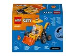 Toy construction vehicle box featuring a yellow loader, a minifigure, and various languages.