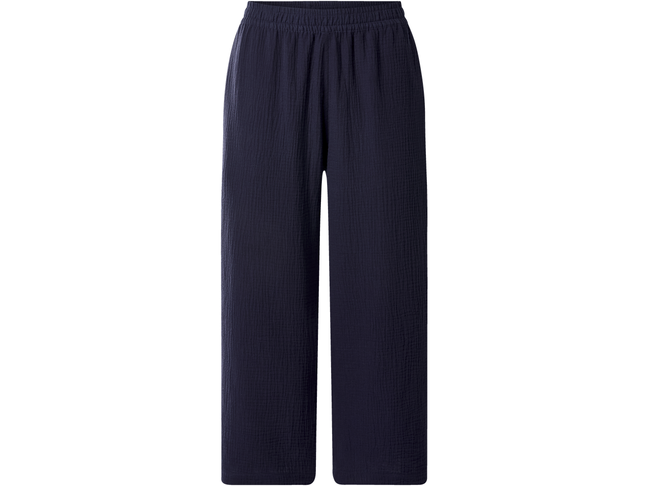 ESMARA ženske hlače iz muslina v temno modri barvi z elastičnim pasom