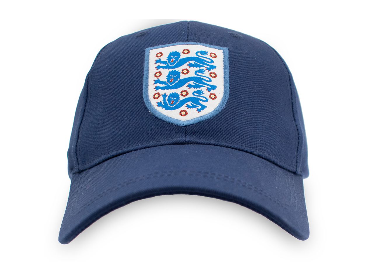 Navy blue baseball cap with an embroidered England football team crest on the front.