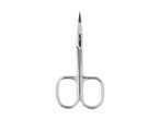 A pair of silver manicure scissors with pointed tips.