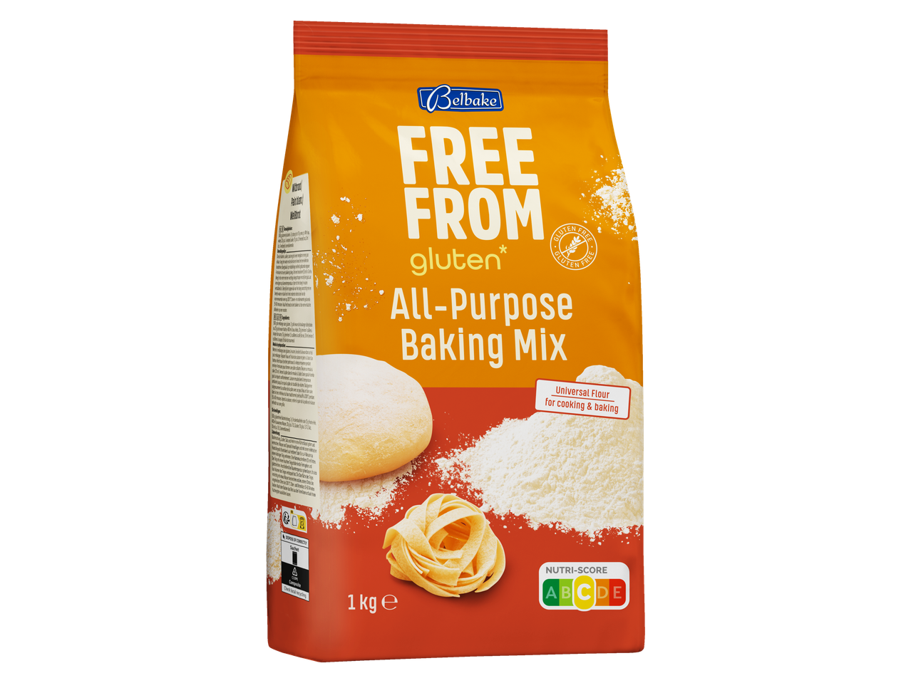 Belbake glutenvrije allround bakmix, 1 kg, voor koken en bakken.