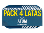 Pacote com quatro latas de atum Atum ao Natural.