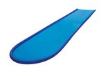 Blue inflatable water slide with a rounded end
