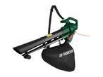 A Parkside leaf blower with a shoulder strap and collection bag.