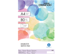 A4 sketch pad with 80 blank sheets, 80 GSM, featuring a watercolor-style background.