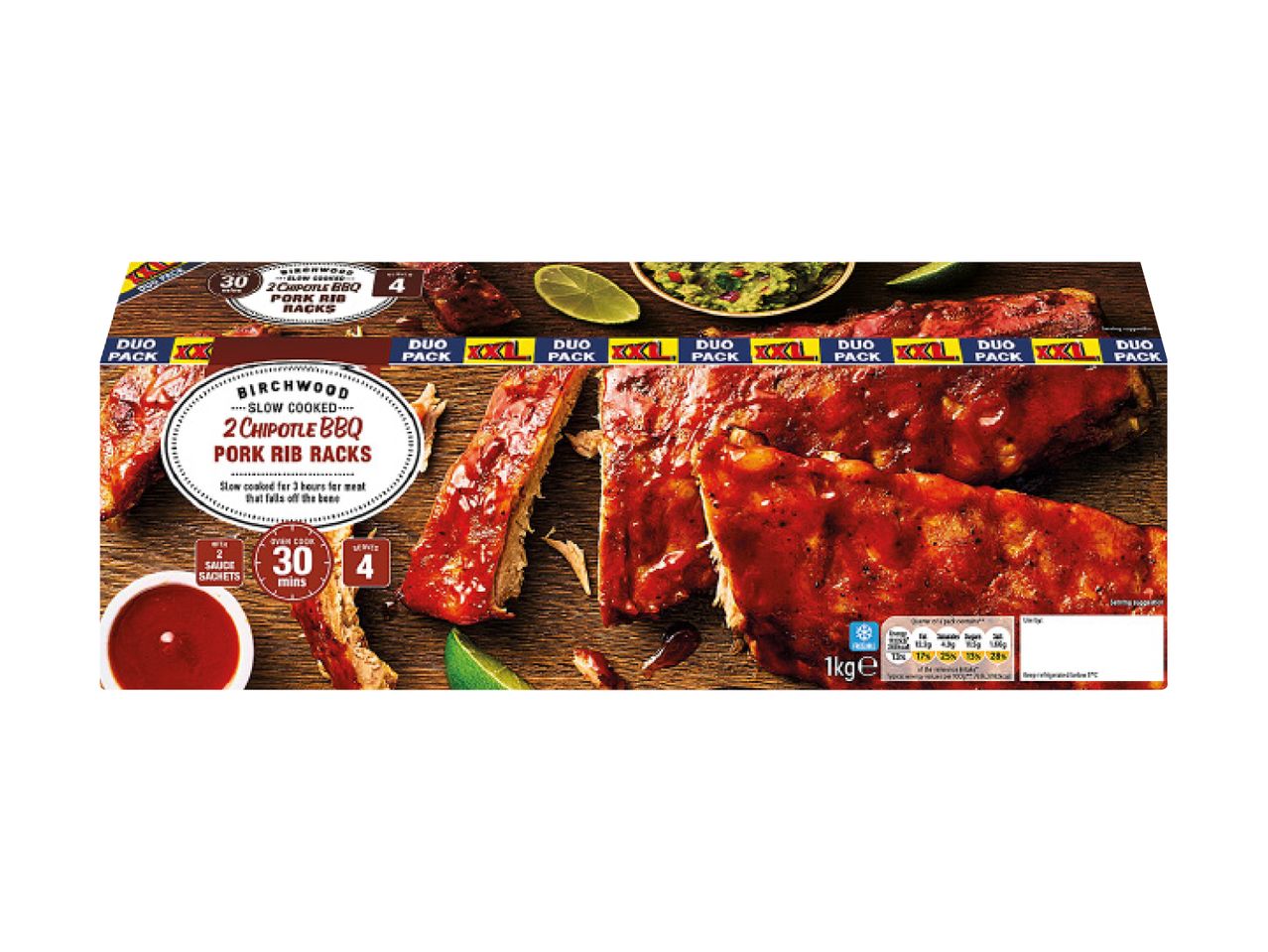A box of Tesco Finest BBQ Ribs.