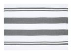 White placemat with horizontal grey stripes