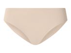 A single pair of beige women's briefs, front view.