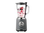 Liquidificador SilverCrest cinza com frutas vermelhas e iogurte.