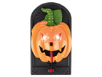 Világító tökfejes halloweeni csengő pók gombbal.