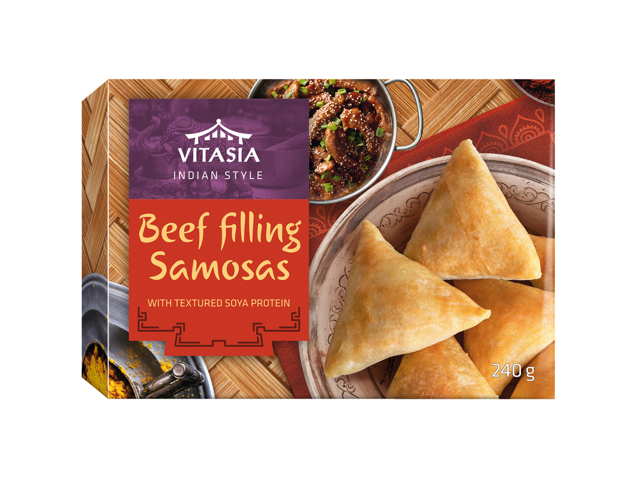 VitaAsia rundvleessamosas, Indiase stijl.