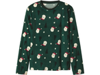 esmara® Kids' Christmas Velour Pyjamas: green long-sleeved top with Santa, trees, and stars