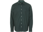 Donkergroene linnen overhemd met lange mouwen.