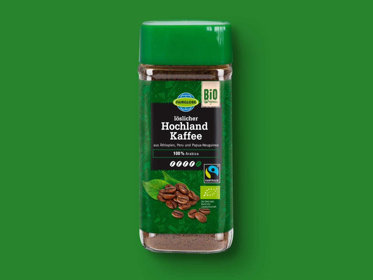 Fairglobe Bio Hochland löslicher Kaffee, Fairtrade.