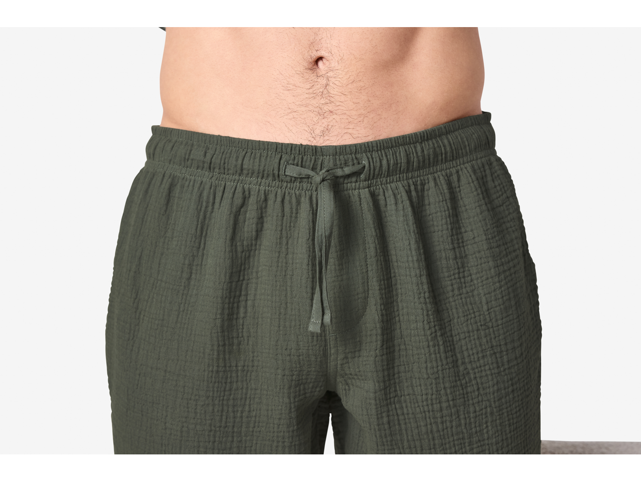 Pantaloni de pijama din muselină ESMARA pentru femei/bărbați, verde închis