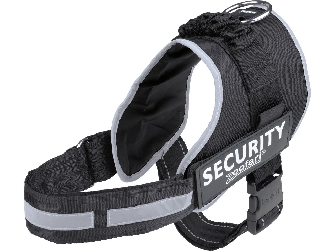 Pettorina per cani Zooafari Security, nera con dettagli riflettenti.