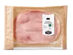 Zwagernan Slagers-Achterham: 125g plakken ham in papieren verpakking.