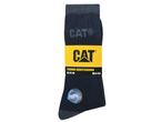 Juodos CAT termo darbinės kojinės su logotipu ir Sanitized Actifresh etikete.