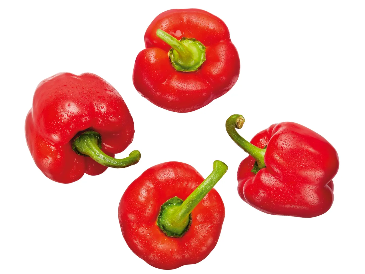 Frische, rote Paprika mit Wassertropfen.