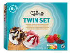 Embalagem de sorvete Gelatelli Twin Set com sabores de chocolate-baunilha e morango-baunilha.